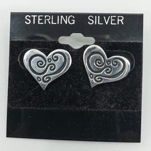 Heart Shaped Small Sterling Silver Post Earrings